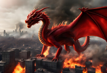 3d image of a great red dragon