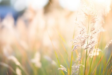 ornamental grass with soft morning sunlight