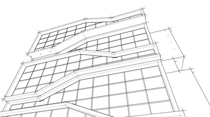 architectural drawing vector 3d rendering