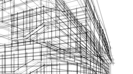 architectural drawing vector 3d rendering