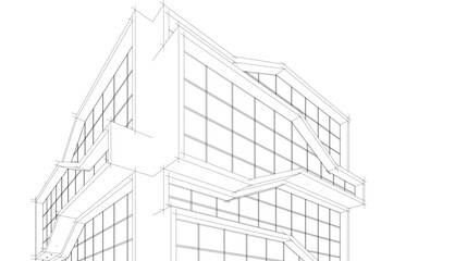 architectural drawing vector 3d rendering