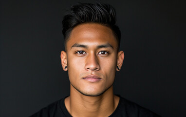 Obraz premium Close-up Portrait of a Person Wearing a Black Shirt