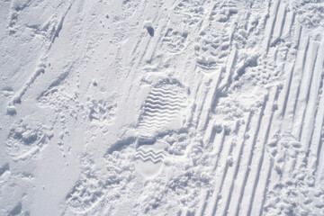 footprints in the snow close-up