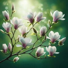 Beautiful magnolia blossoms, white and pink