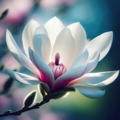 Fototapeta premium Beautiful magnolia blossoms, white and pink