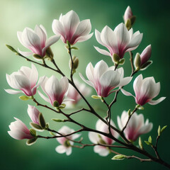 Fototapeta premium Beautiful magnolia blossoms, white and pink