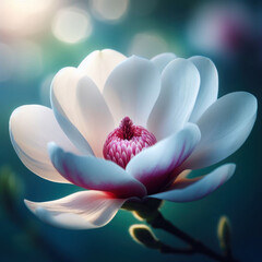 Beautiful magnolia blossoms, white and pink