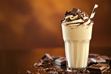 Küchenrückwand glas motiv A delicious vanilla and chocolate milkshake © Kelvin