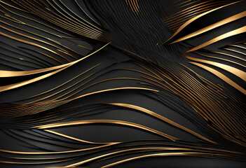Abstract black and gold lines luxury background