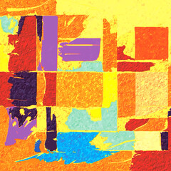 Abstract illustration, on a square canvas in bright colors. Painting for interior, creative solutions, for the Internet.