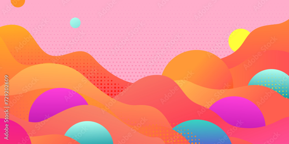 Aufkleber Abstract pattern background. Vector creative pattern texture. Color wave template presentation design with yellow line and blue dots.