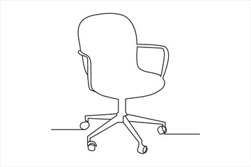 Office chair in continuous line drawing. chair Line art, clip art.Hand-drawn design elements.
