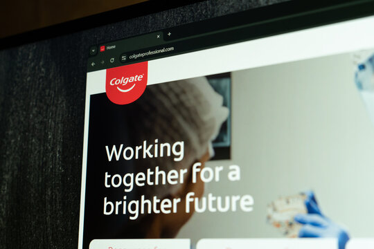 Ukraine. Dnepr 01.25.2024: The homepage of the official website for Colgate, an umbrella brand principally used to sell oral hygiene products.	
