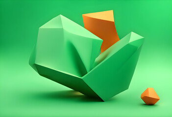 Abstract 3d shape against green