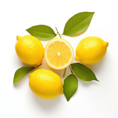 Fresh lemons on a white background.