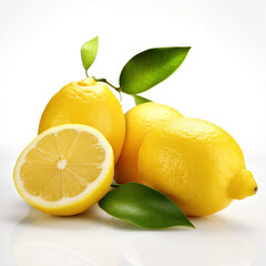 Fresh lemons on a white background.