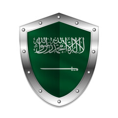 Saudi arabia flag on shield vector illustration