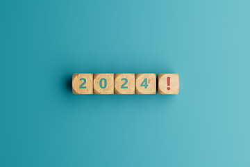 wooden cube block with 2024 