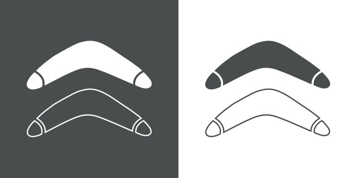 Logo boomerang australiano. Icono de bumer&aacute;n estilo relleno y delineado