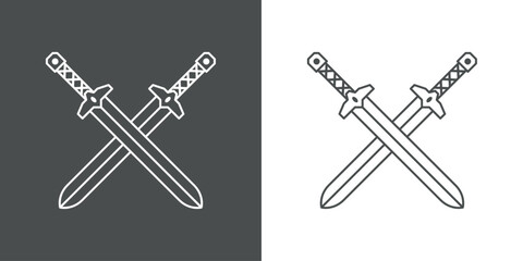 Espada vikinga. Silueta de 2 espadas medievales cruzadas