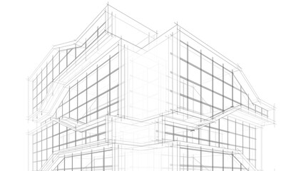Perspective view of modern architecture 3d illustration