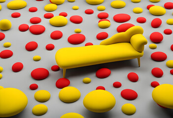 Minimal balloon 3D image of yellow sofa