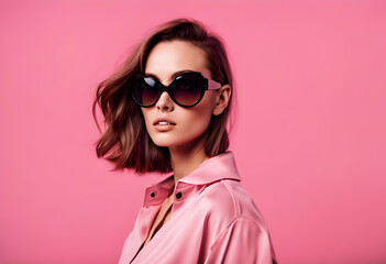 Fashionable woman wearing sunglasses against