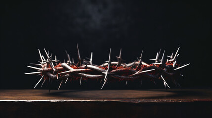 The crown of thorns of Jesus on black background