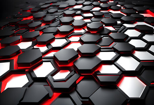 Abstract black polygon red light futuristic