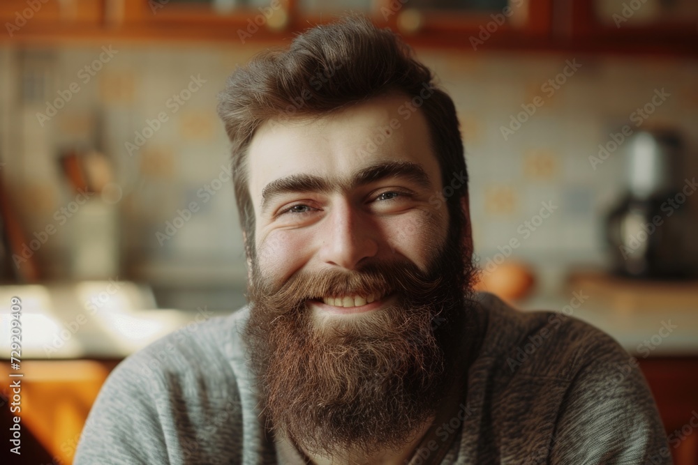 Aufkleber A close-up photograph of a person with a beard. This image can be used in various contexts