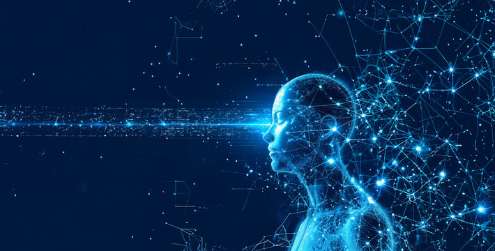 head with binary code, head with binary code background, a schematic representation of an digital mind