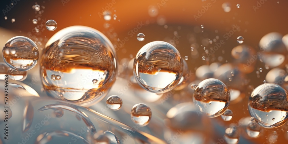 Poster Colorful bubbles floating in the air. Suitable for various uses