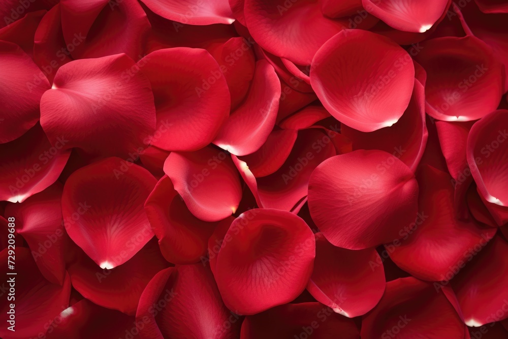 Poster a close-up shot of a bunch of vibrant red rose petals. perfect for adding a touch of romance or eleg