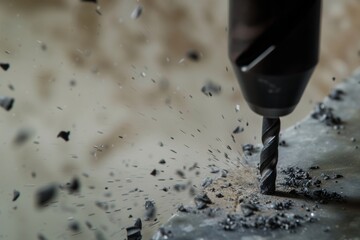 closeup of a diamondtipped drill boring into marble