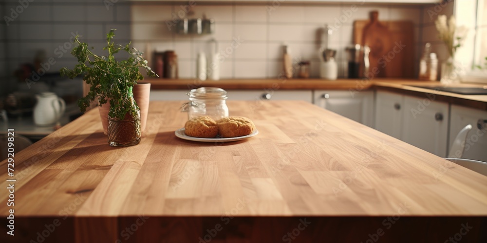 Poster a plate of food is sitting on top of a wooden counter. this image can be used to showcase delicious 