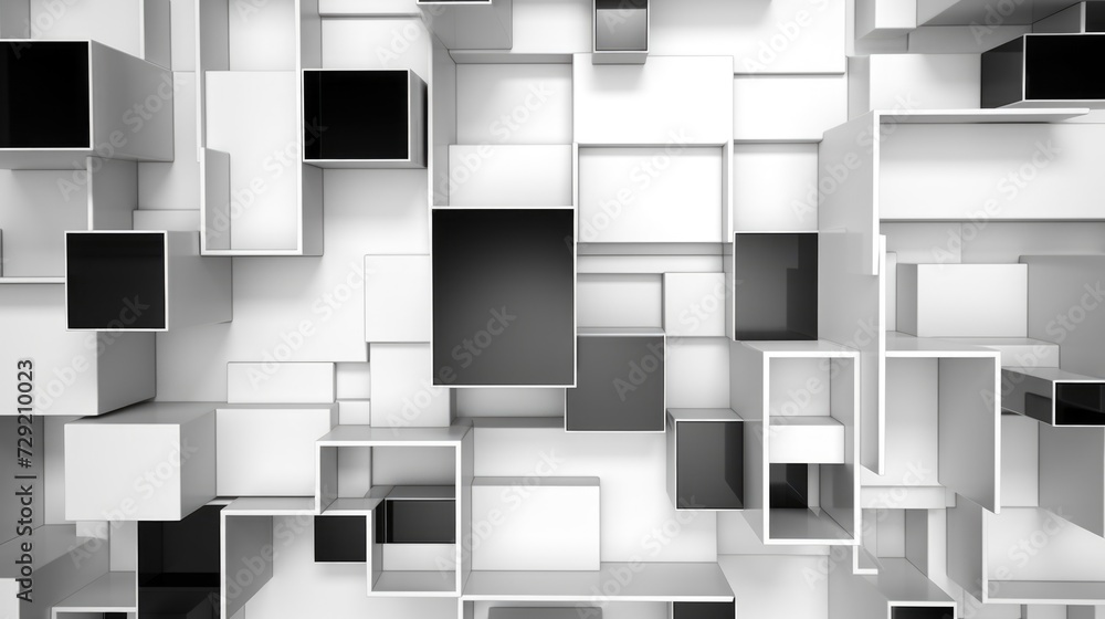 Poster A black and white photo of a bunch of cubes. Suitable for graphic design projects and abstract concepts