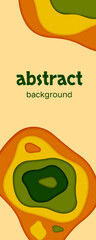 Vertical Background paper cut. Vector Abstract Banner with shapes in yellow, orange, green colors.