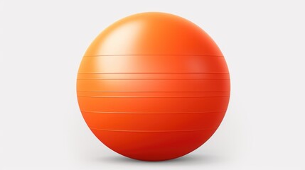 An orange exercise ball resting on a white surface. Suitable for fitness and health-related concepts