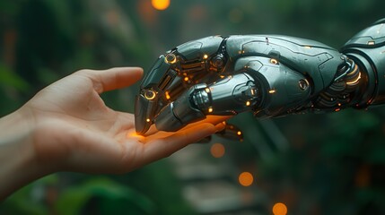 The delicate touch of a human finger meets the metallic finger of a robot: Concept of harmonious coexistence between humans and AI technology