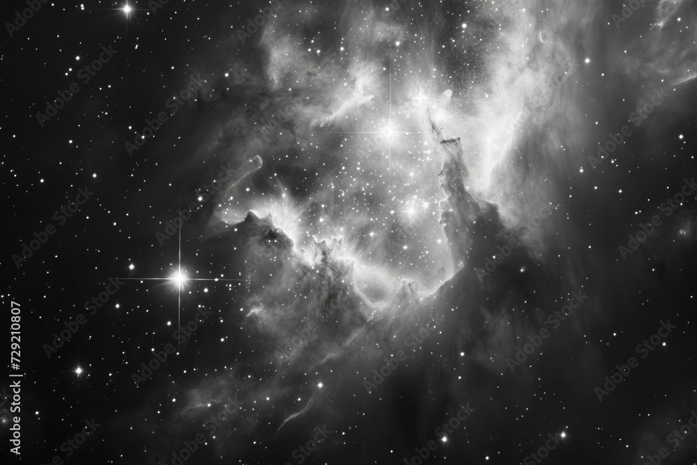 Poster a captivating black and white photo capturing a star-filled sky. perfect for adding a touch of wonde