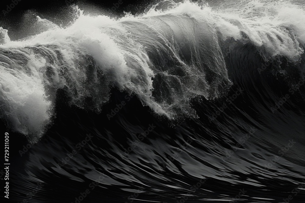 Poster A monochromatic image capturing the power and beauty of a wave. Suitable for various uses