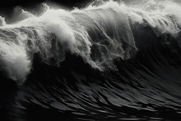 A monochromatic image capturing the power and beauty of a wave. Suitable for various uses