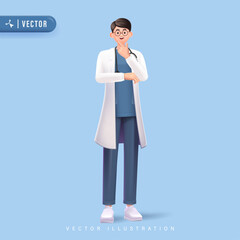3d Vector cartoon doctor character illustration