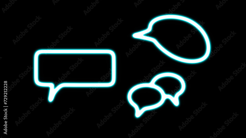 Poster neon glowing speech bubble collection. talk bubbles, glowing cloud bubbles set. talk bubble speech i