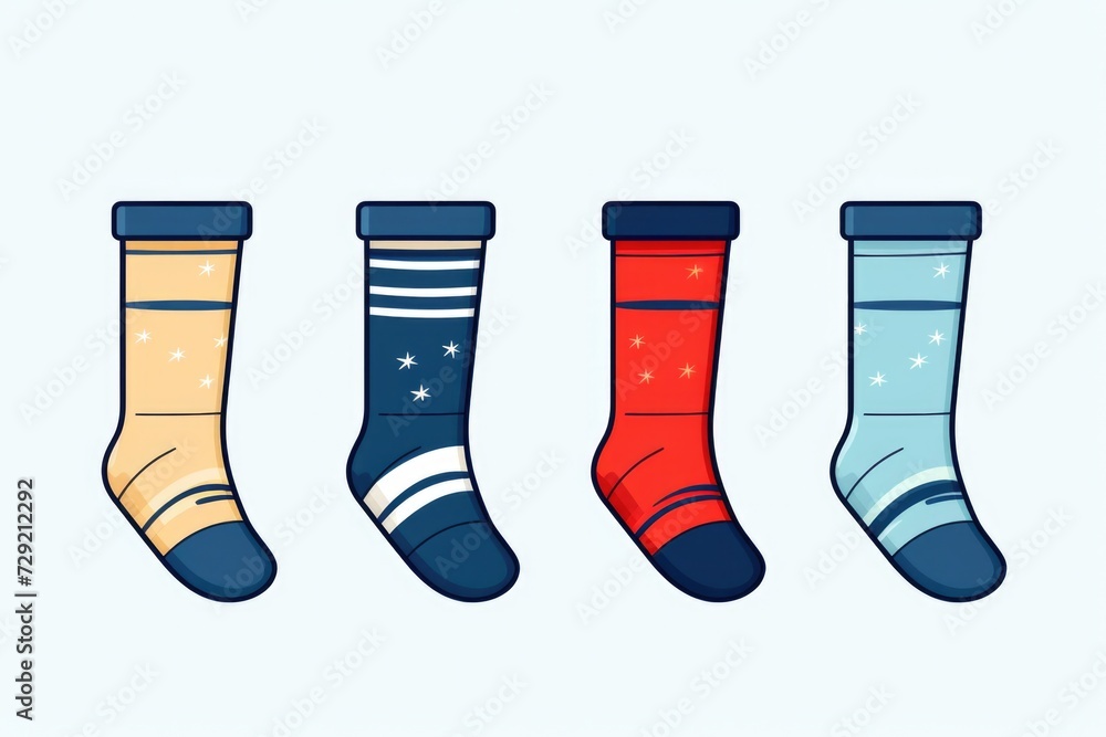 Poster Three pairs of socks with vibrant star patterns. Perfect for adding a touch of fun to your outfit.