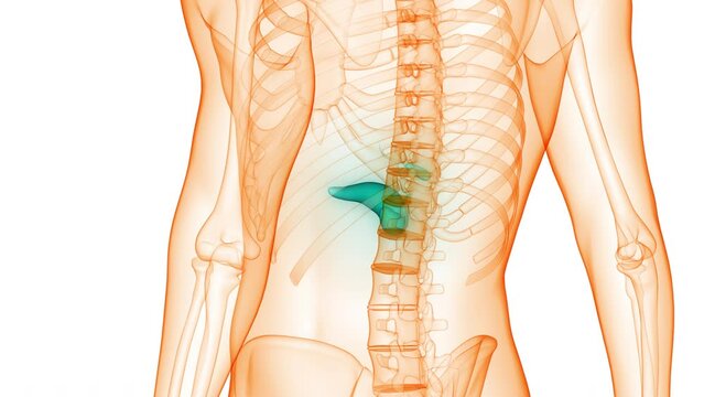 Human Internal Organs Pancreas with Gallbladder Anatomy Animation Concept