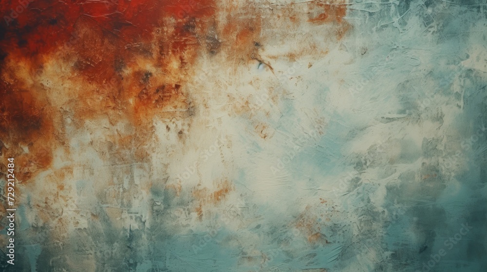Poster a painting of a rusted wall with a blue sky in the background. perfect for adding a touch of urban d