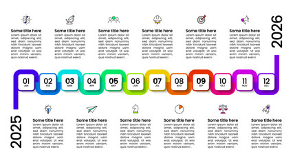 Infographic template. Calendar with 12 months and icons