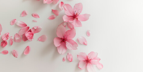Fototapeta na wymiar pink flowers, pink blossom, cherry blossom on pink, a boho version of cherry blossom flower petal