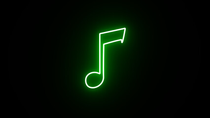 Neon glowing Music notes icon, Music notes symbol on the black background. neon music note icon. glowing music noise icon.